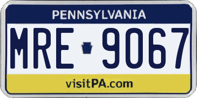 PA license plate MRE9067