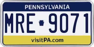 PA license plate MRE9071