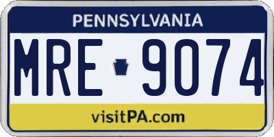 PA license plate MRE9074