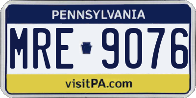 PA license plate MRE9076