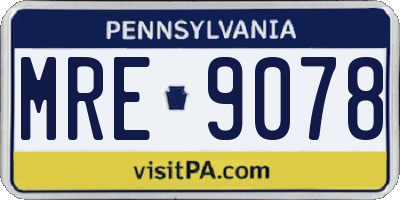 PA license plate MRE9078
