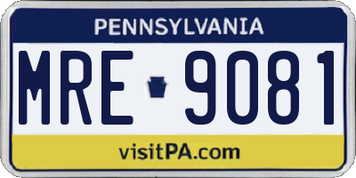 PA license plate MRE9081