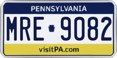 PA license plate MRE9082
