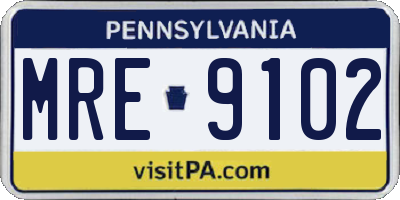 PA license plate MRE9102