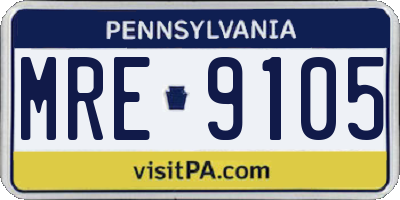 PA license plate MRE9105