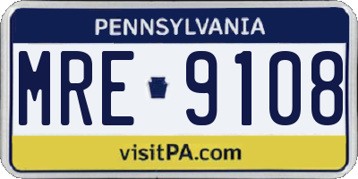PA license plate MRE9108