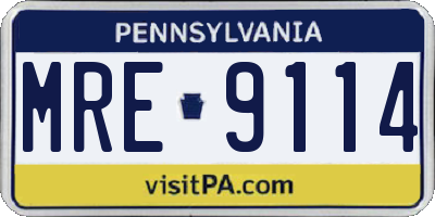 PA license plate MRE9114