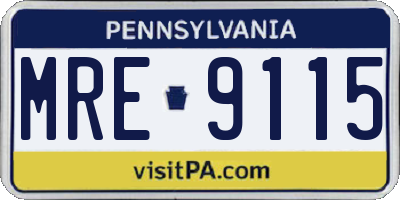 PA license plate MRE9115