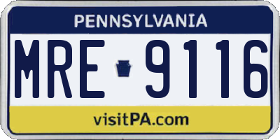 PA license plate MRE9116