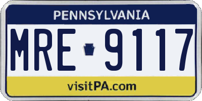 PA license plate MRE9117
