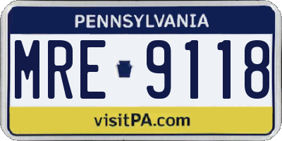 PA license plate MRE9118