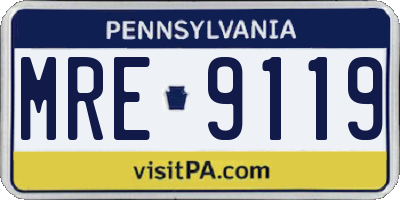 PA license plate MRE9119