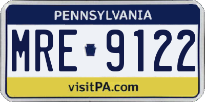 PA license plate MRE9122