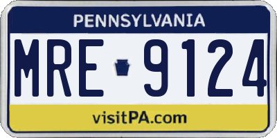 PA license plate MRE9124