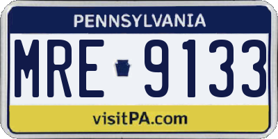 PA license plate MRE9133