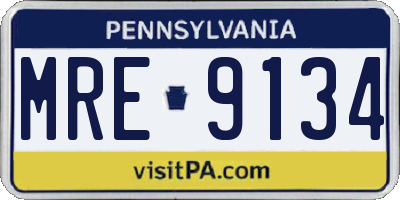 PA license plate MRE9134