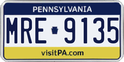 PA license plate MRE9135