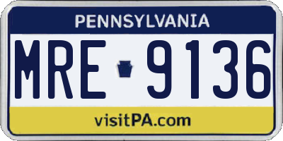 PA license plate MRE9136
