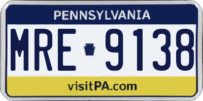 PA license plate MRE9138
