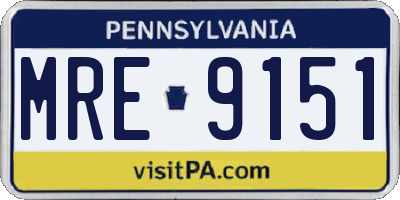 PA license plate MRE9151
