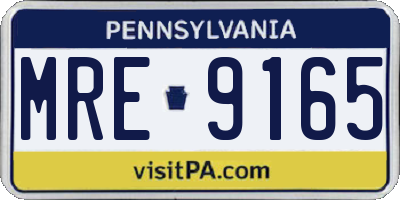 PA license plate MRE9165
