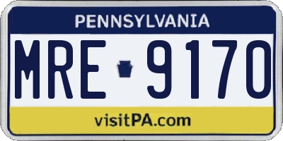 PA license plate MRE9170
