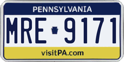 PA license plate MRE9171