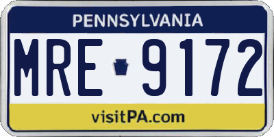 PA license plate MRE9172