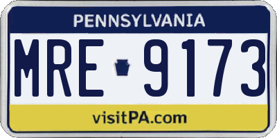 PA license plate MRE9173