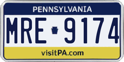 PA license plate MRE9174
