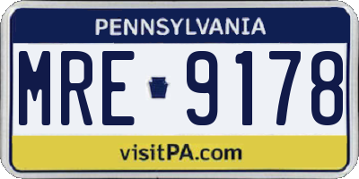 PA license plate MRE9178