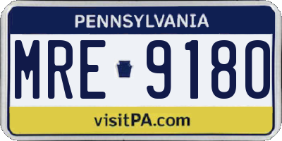 PA license plate MRE9180