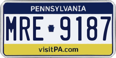 PA license plate MRE9187