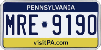 PA license plate MRE9190