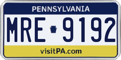 PA license plate MRE9192