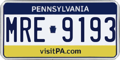 PA license plate MRE9193