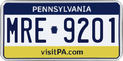 PA license plate MRE9201