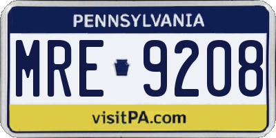 PA license plate MRE9208