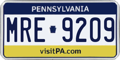 PA license plate MRE9209
