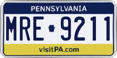 PA license plate MRE9211