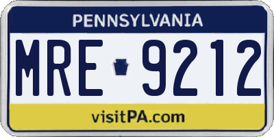 PA license plate MRE9212