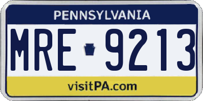PA license plate MRE9213