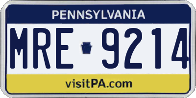 PA license plate MRE9214