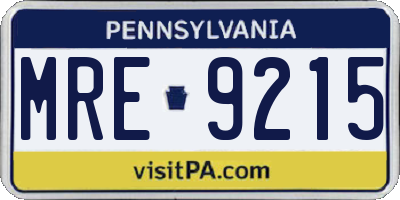 PA license plate MRE9215