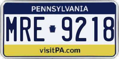 PA license plate MRE9218