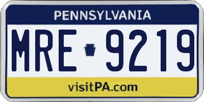 PA license plate MRE9219