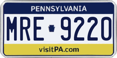 PA license plate MRE9220
