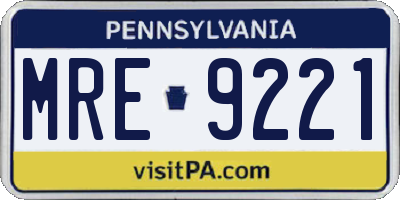 PA license plate MRE9221