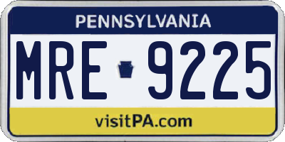 PA license plate MRE9225
