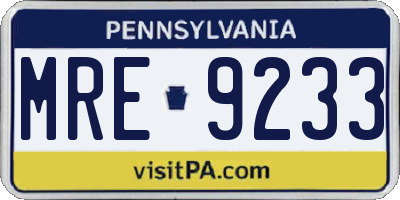 PA license plate MRE9233